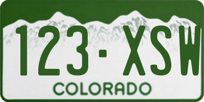 CO license plate 123XSW
