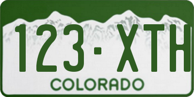 CO license plate 123XTH