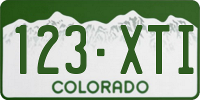 CO license plate 123XTI