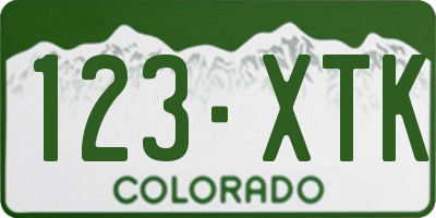 CO license plate 123XTK