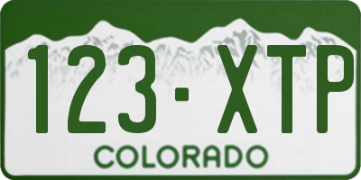 CO license plate 123XTP