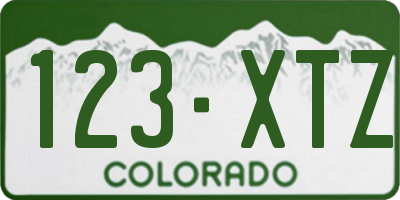 CO license plate 123XTZ