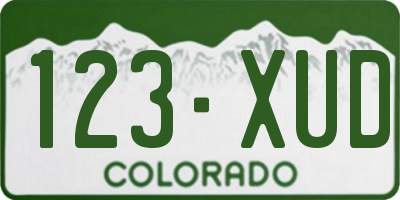 CO license plate 123XUD