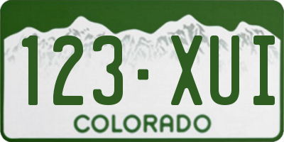 CO license plate 123XUI