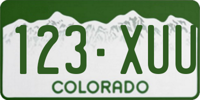 CO license plate 123XUU