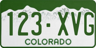 CO license plate 123XVG