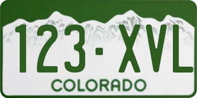 CO license plate 123XVL