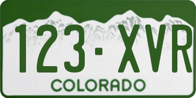 CO license plate 123XVR