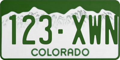 CO license plate 123XWN