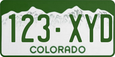 CO license plate 123XYD