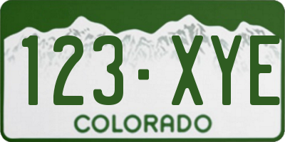 CO license plate 123XYE