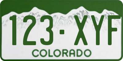 CO license plate 123XYF