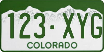 CO license plate 123XYG