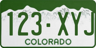 CO license plate 123XYJ