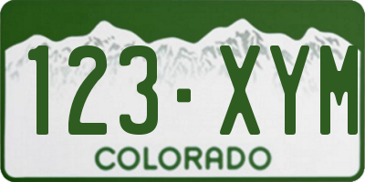 CO license plate 123XYM