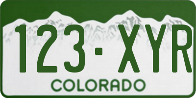 CO license plate 123XYR