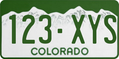 CO license plate 123XYS