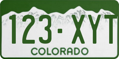 CO license plate 123XYT