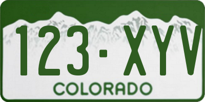 CO license plate 123XYV