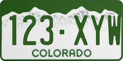 CO license plate 123XYW