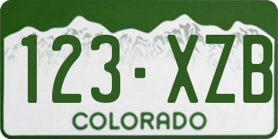 CO license plate 123XZB