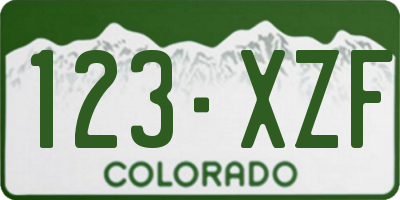 CO license plate 123XZF