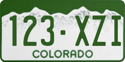 CO license plate 123XZI