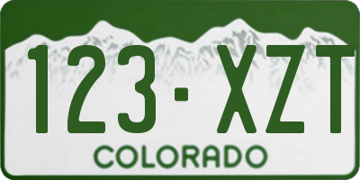 CO license plate 123XZT