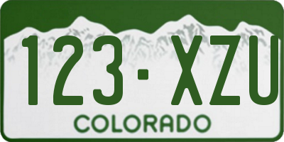 CO license plate 123XZU