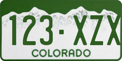 CO license plate 123XZX