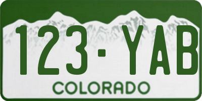 CO license plate 123YAB