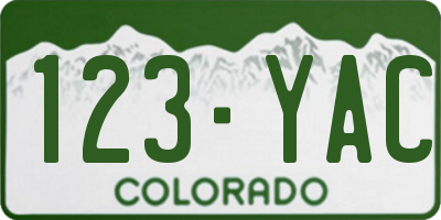 CO license plate 123YAC