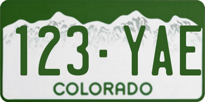 CO license plate 123YAE