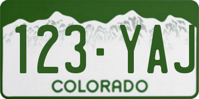 CO license plate 123YAJ