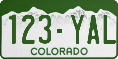 CO license plate 123YAL