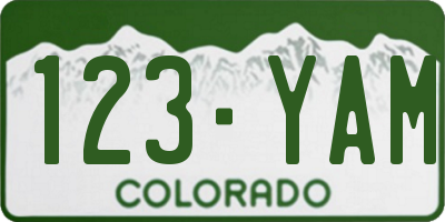 CO license plate 123YAM