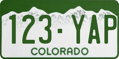 CO license plate 123YAP