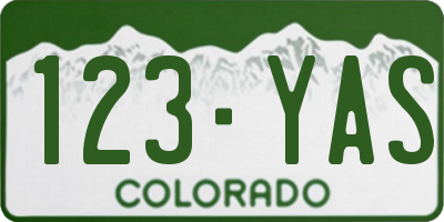 CO license plate 123YAS