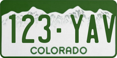 CO license plate 123YAV