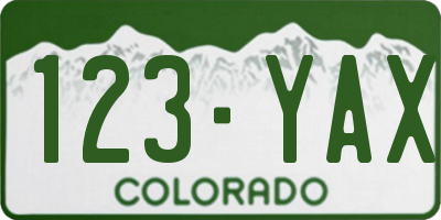 CO license plate 123YAX