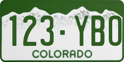 CO license plate 123YBO