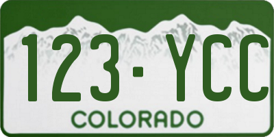 CO license plate 123YCC