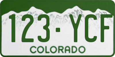 CO license plate 123YCF