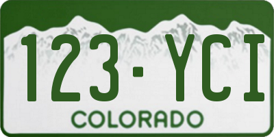 CO license plate 123YCI