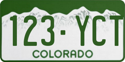 CO license plate 123YCT