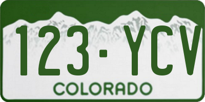 CO license plate 123YCV
