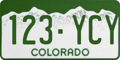 CO license plate 123YCY