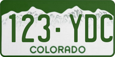 CO license plate 123YDC