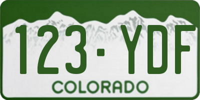 CO license plate 123YDF
