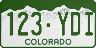 CO license plate 123YDI